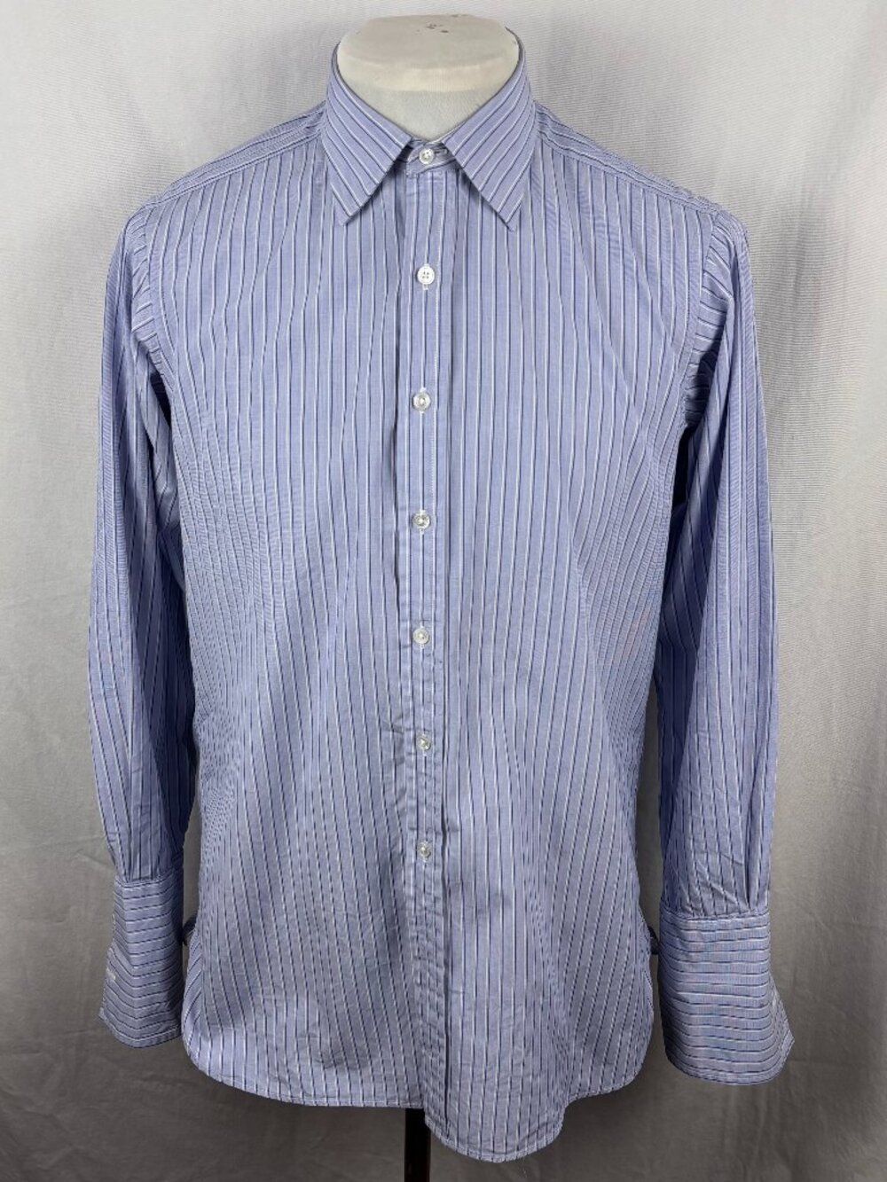 Turnbull & Asser Blue Stripe French Cuff Cotton Shirt 16/41 England